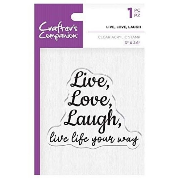NWT CRAFTER'S COMPANION LIVE LOVE LAUGH LIVE LIFE YOUR WAY CLEAR ACRYLIC STAMP - Picture 1 of 3